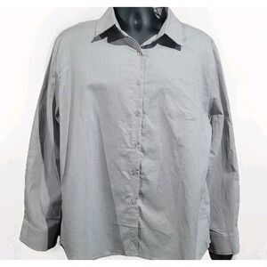 OLD MONEY LINEN Button Down Long Sleeve Shirt Size XL Light Grey Beachy Coastal